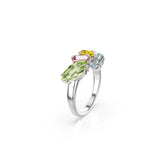 Gema ring, Mixed cuts, Multicolored, Rhodium plated